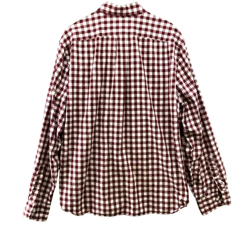 J. Crew Slim Fit Button Down Shirt Mens XL Long Sleeve‎ Red White Plaid